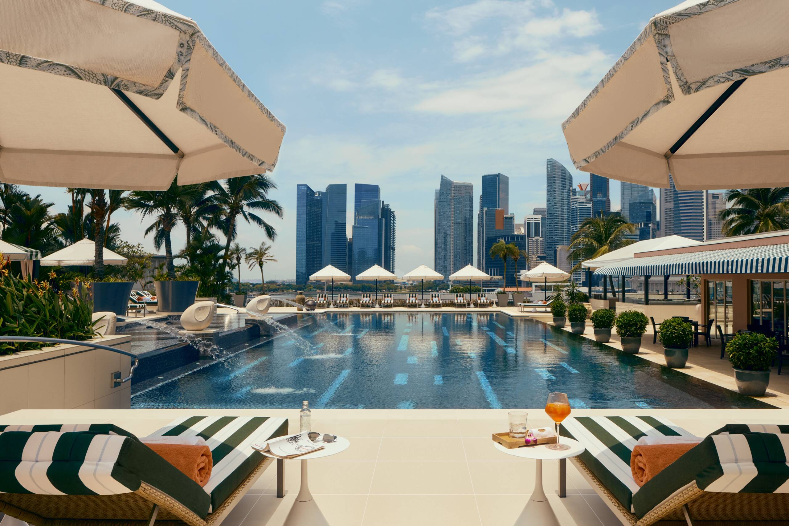 Singapore skyline with a pool